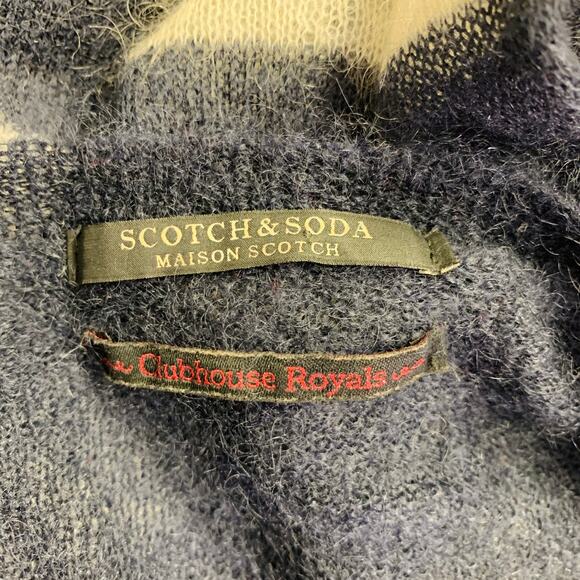 SCOTCH AND SODA Size M Navy Cream Stripe Crew Neck Pullover - Picture 5 of 6